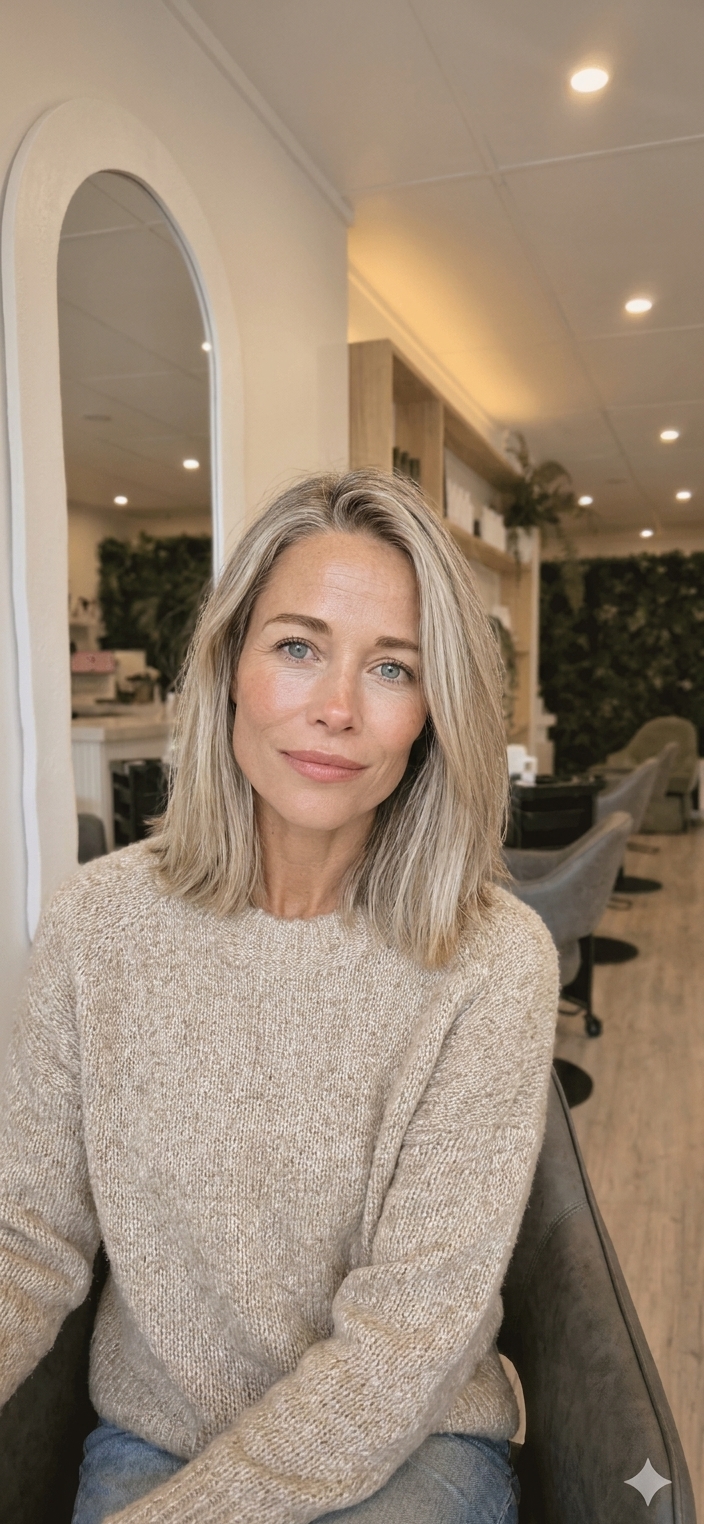 Polished ash blonde lob